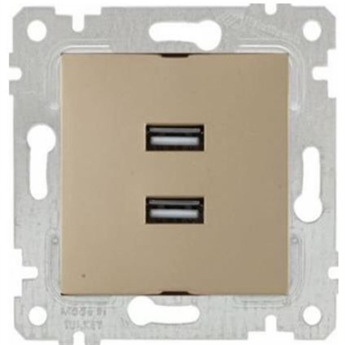 RİTA MEK TUŞ İKİLİ USB ŞARJ PRİZİ DORE 1